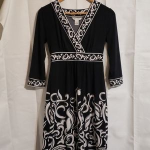 White House Black Market Black and White Midi Dress